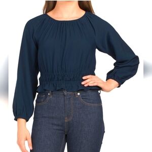 MADEWELL Georgia TOP brand new TIE BACK elastic waist INDIGO BLUE